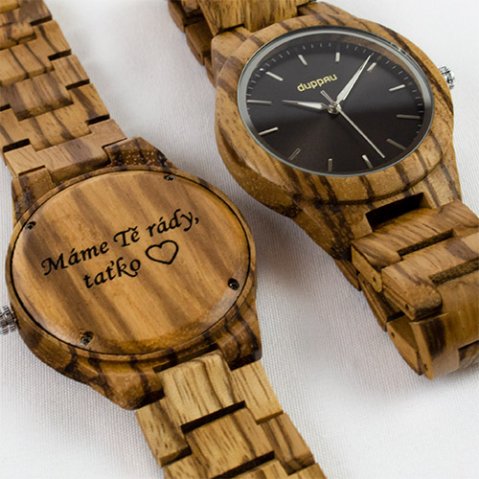 Pánske drevené hodinky Duppau Silvan s venovaním ako darček k narodeninám